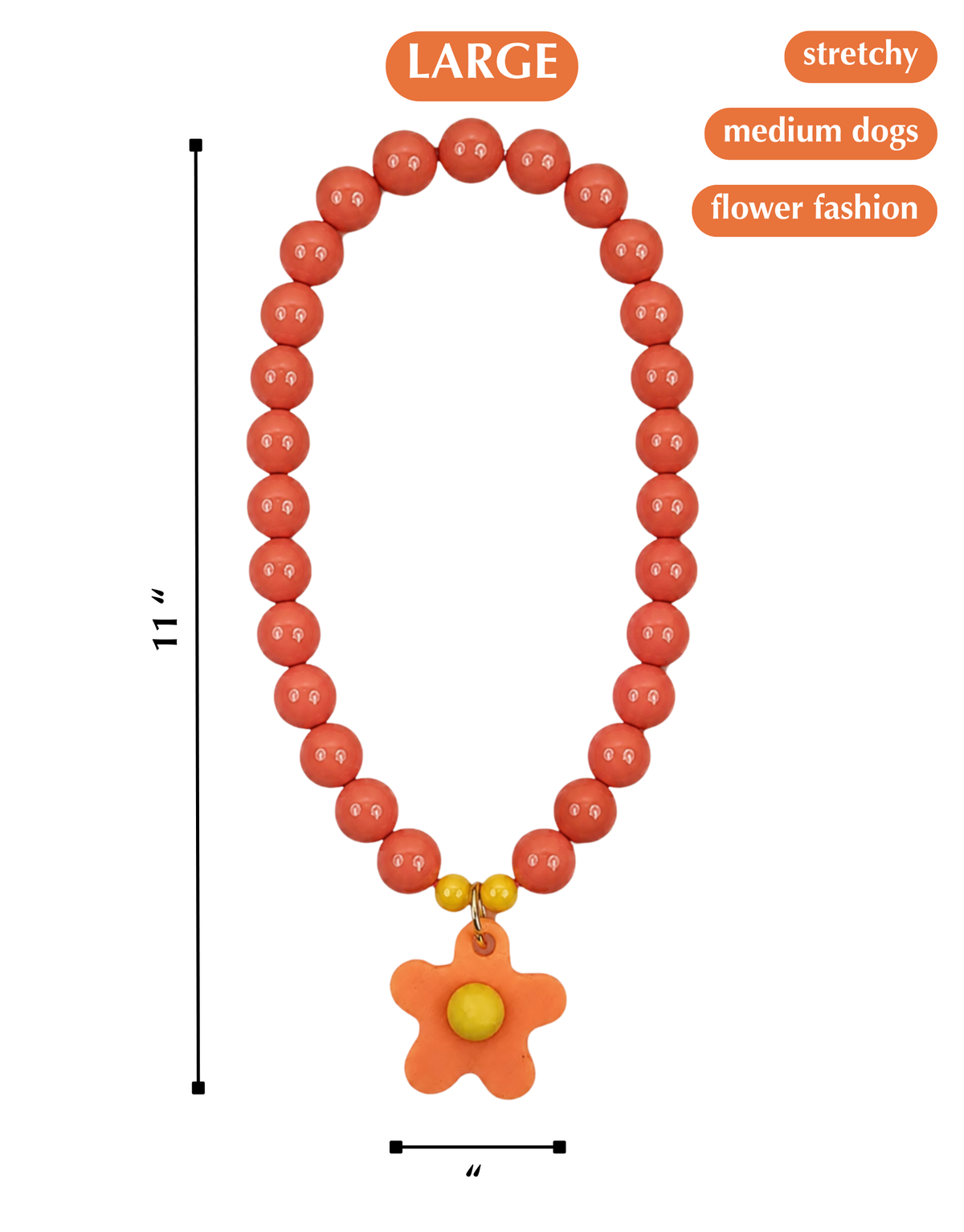 FLOWER POWER DOG NECKLACE-ORANGE
