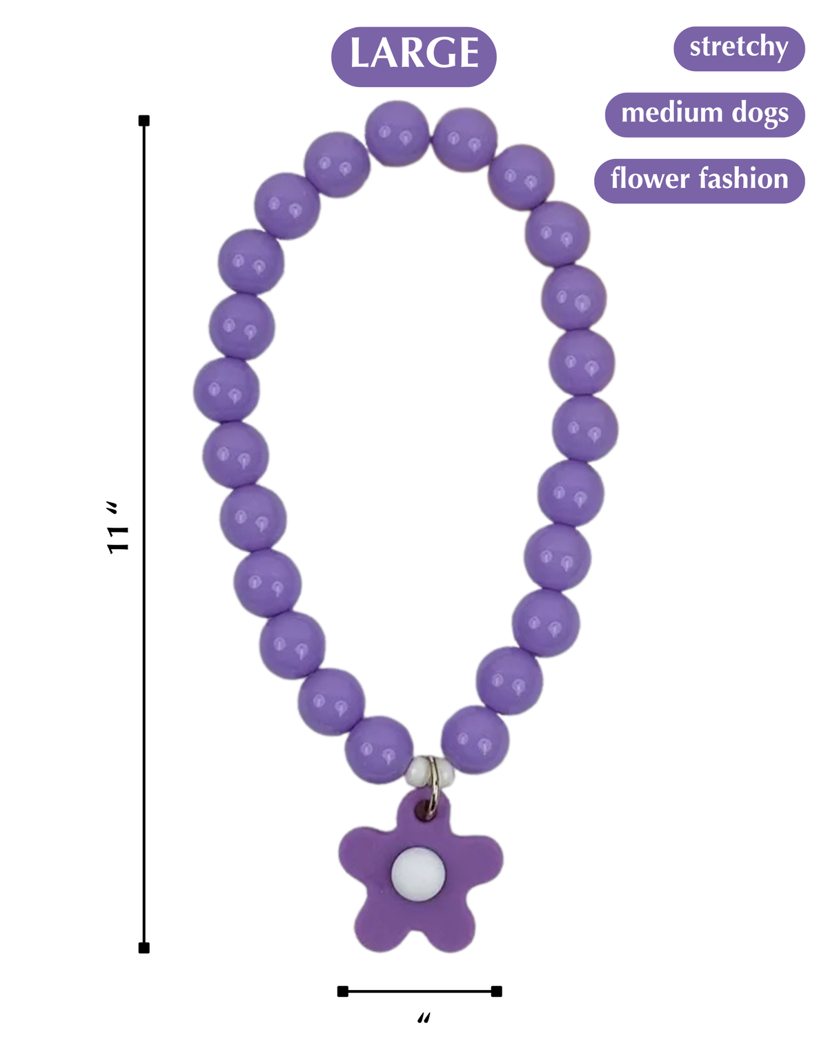 FLOWER POWER DOG NECKLACE-PURPLE