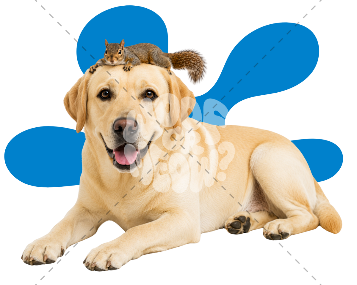 YELLOW LAB AND SQUIRREL-RINGER T-SHIRT