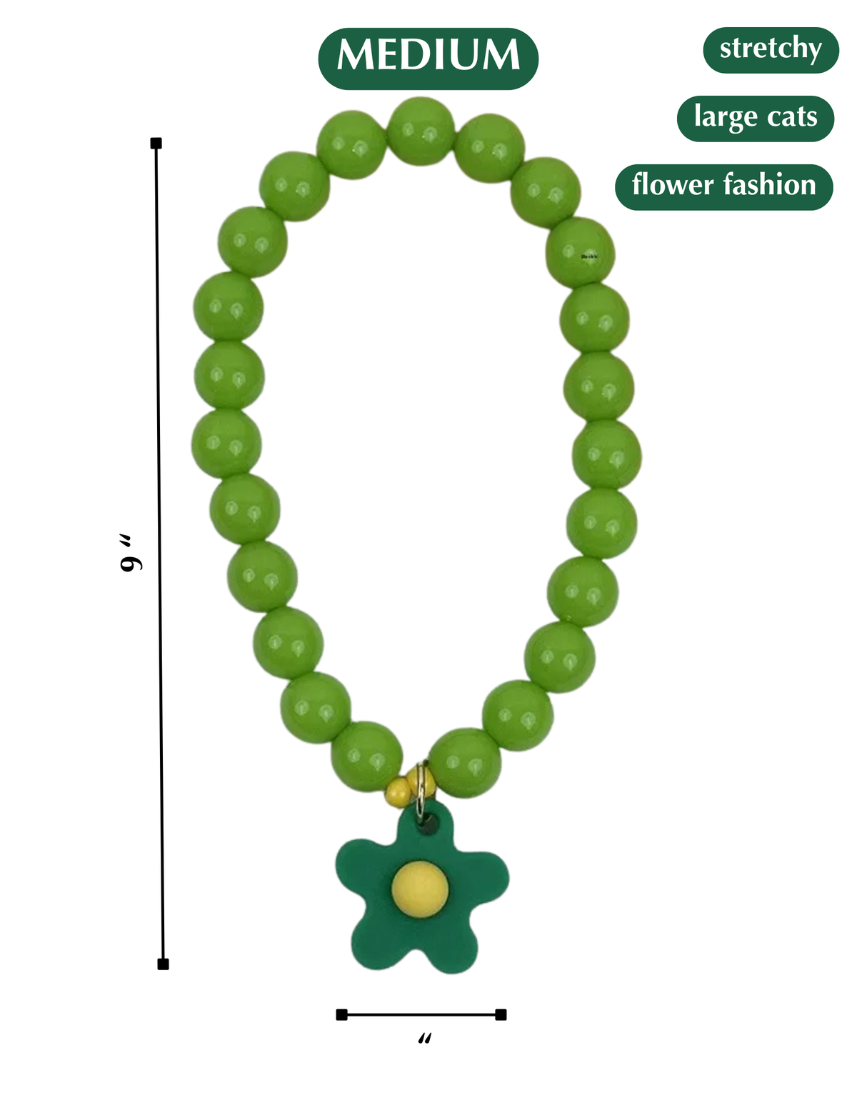 FLOWER POWER CAT NECKLACE-GREEN BAY PACKER KITTY