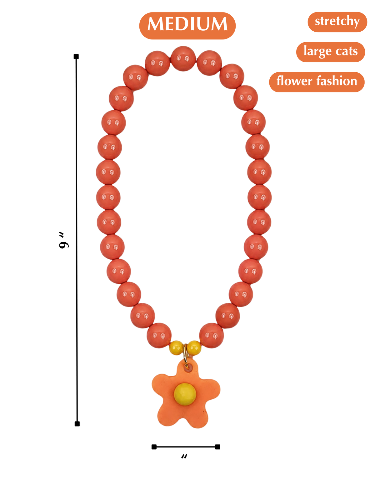 FLOWER POWER CAT NECKLACE-ORANGE