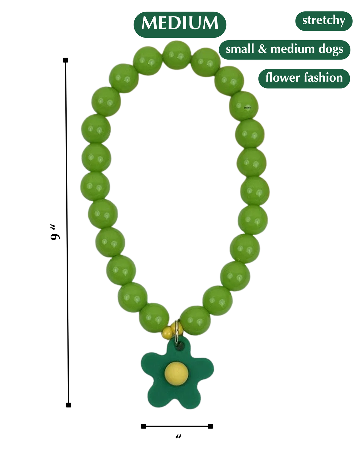 FLOWER POWER DOG NECKLACE-GREEN BAY PACKER DOG