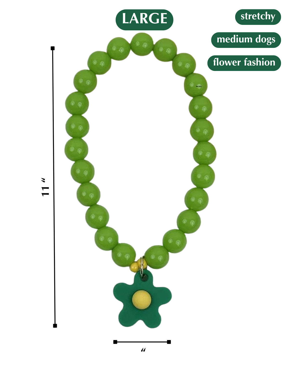 FLOWER POWER DOG NECKLACE-GREEN BAY PACKER DOG
