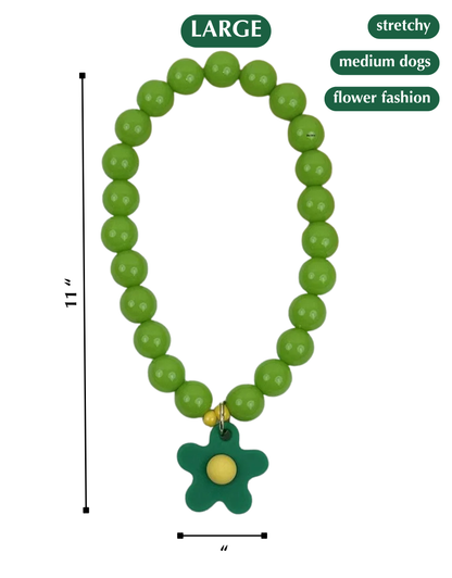 FLOWER POWER DOG NECKLACE-GREEN BAY PACKER DOG