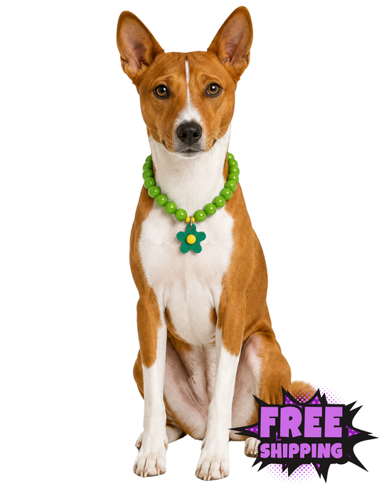 FLOWER POWER DOG NECKLACE-GREEN BAY PACKER DOG