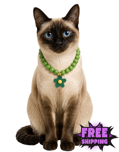 FLOWER POWER CAT NECKLACE-GREEN BAY PACKER KITTY
