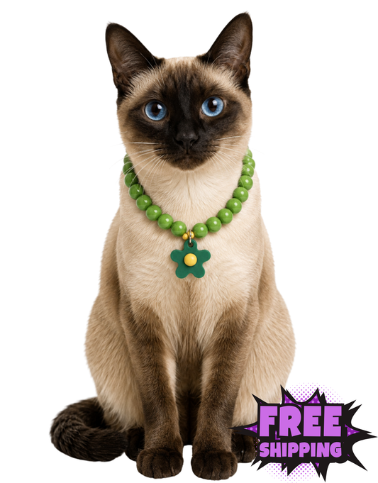 FLOWER POWER CAT NECKLACE-GREEN BAY PACKER KITTY