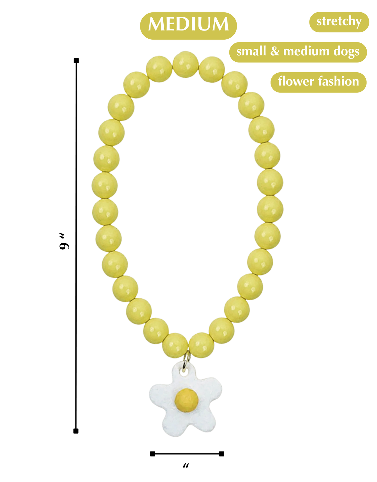 FLOWER POWER DOG NECKLACE-WHITE