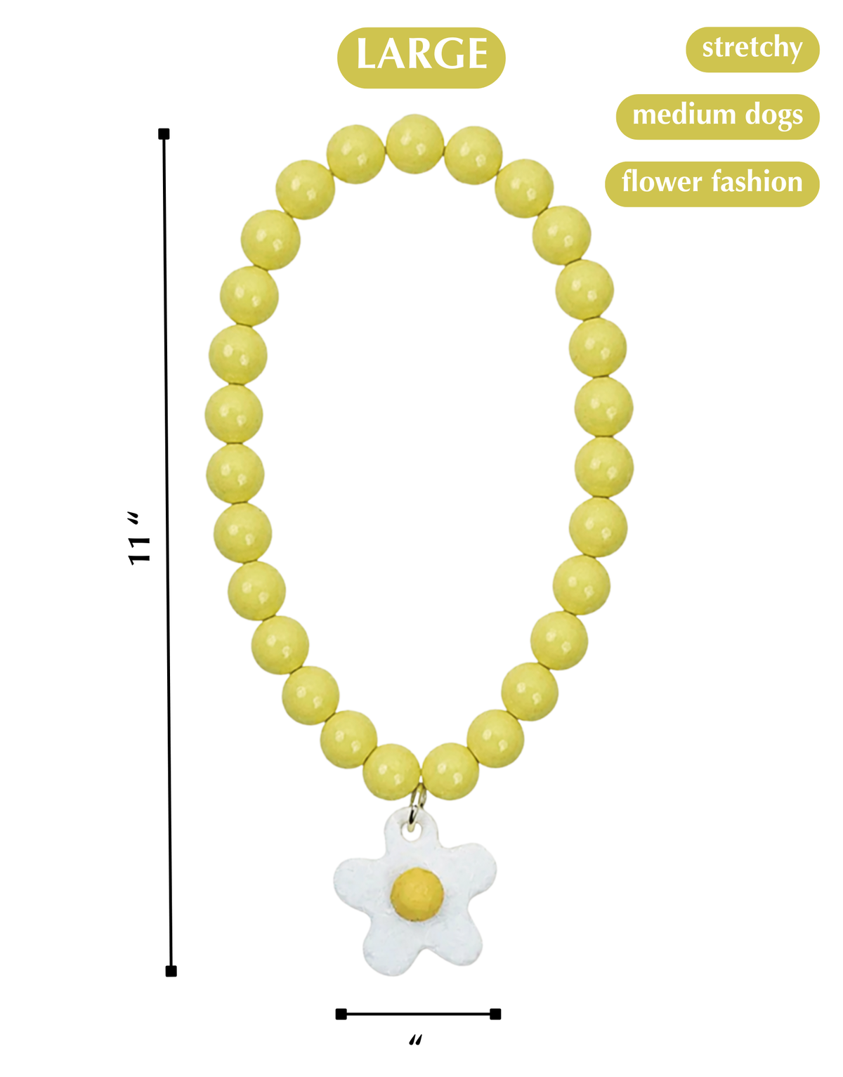 FLOWER POWER DOG NECKLACE-WHITE