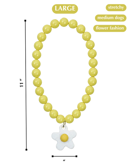 FLOWER POWER DOG NECKLACE-WHITE