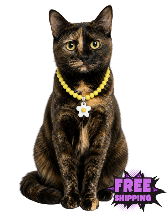 FLOWER POWER CAT NECKLACE-WHITE