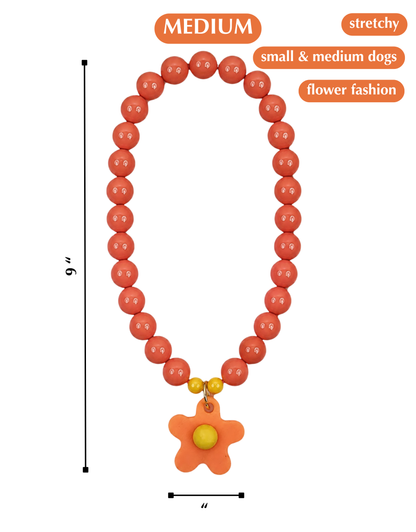 FLOWER POWER DOG NECKLACE-ORANGE