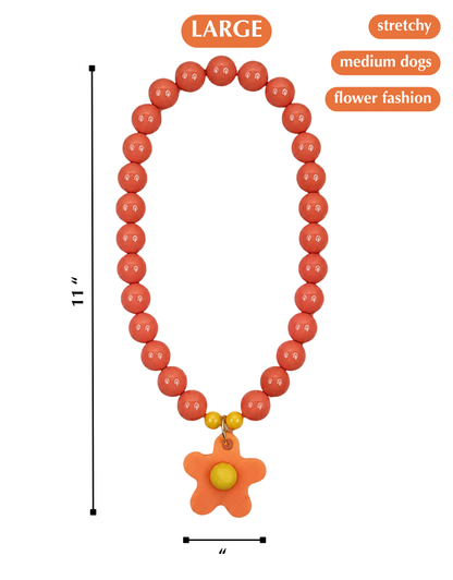 FLOWER POWER DOG NECKLACE-ORANGE