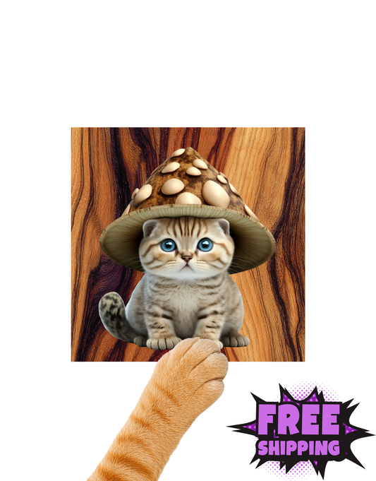 MUSHROOM CAT HAT-STICKER
