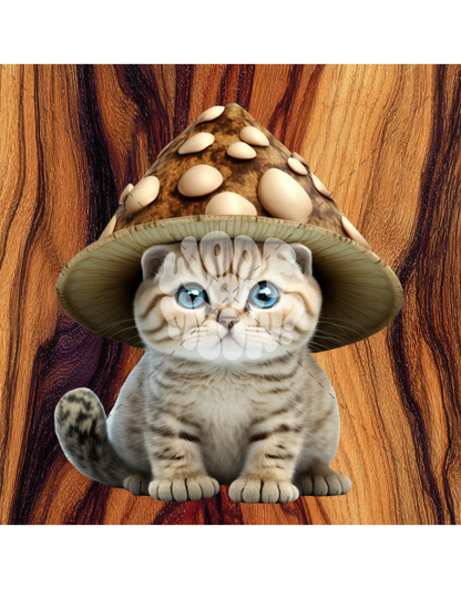 MUSHROOM CAT HAT-STICKER