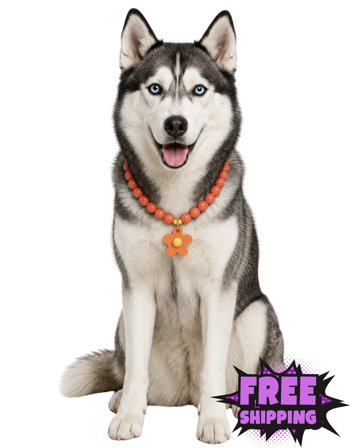 FLOWER POWER DOG NECKLACE-ORANGE