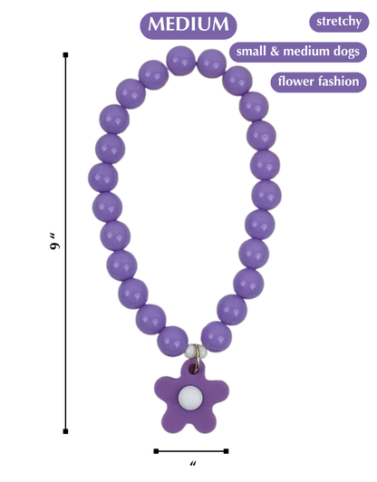FLOWER POWER DOG NECKLACE-PURPLE