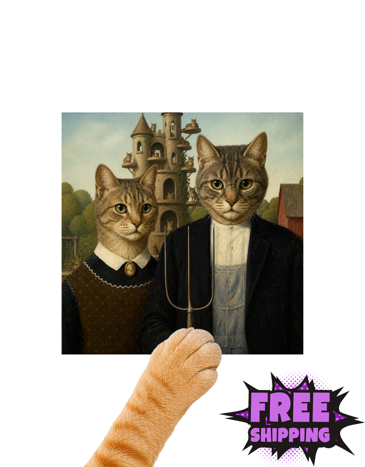 AMERICAN GOTHIC FELINES-STICKER