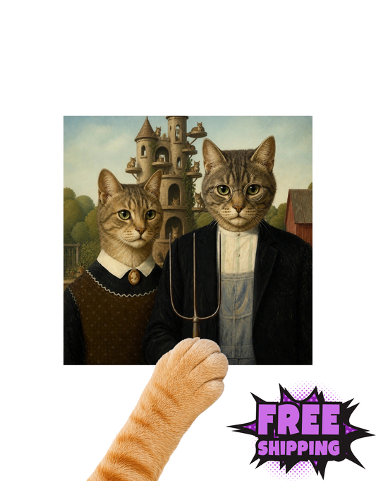 AMERICAN GOTHIC FELINES-STICKER