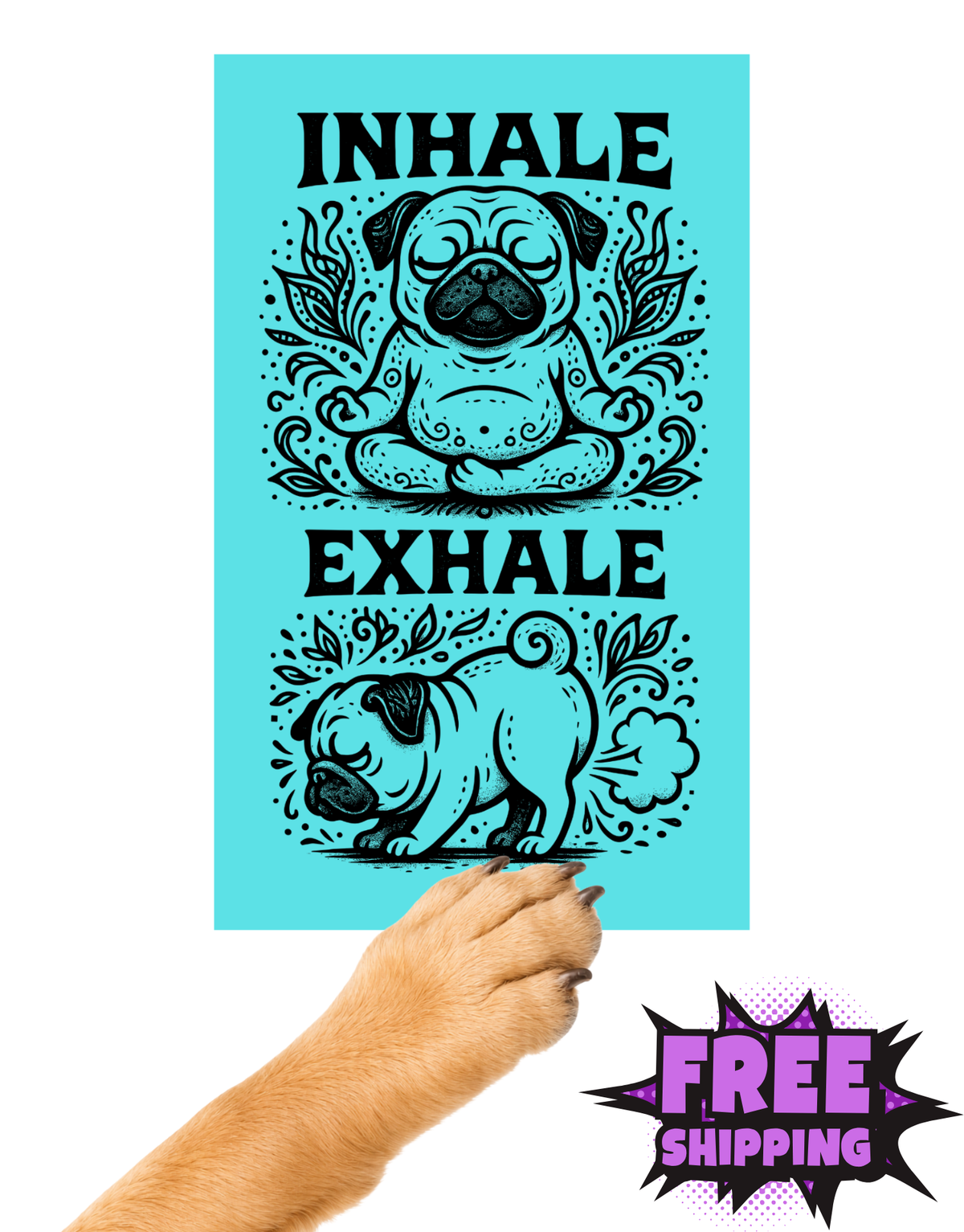 INHALE-EXHALE PUG-STICKER