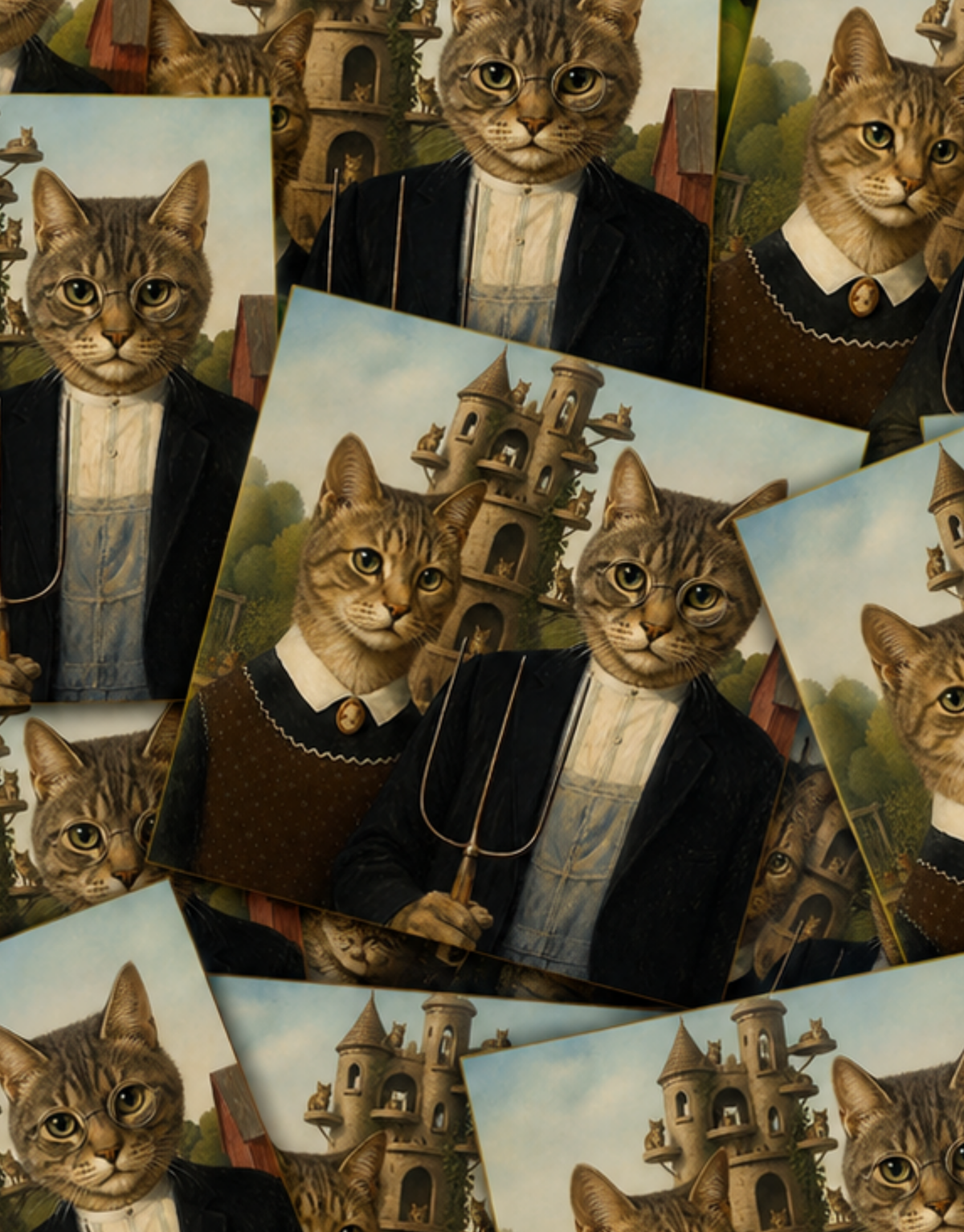 AMERICAN GOTHIC FELINES-STICKER