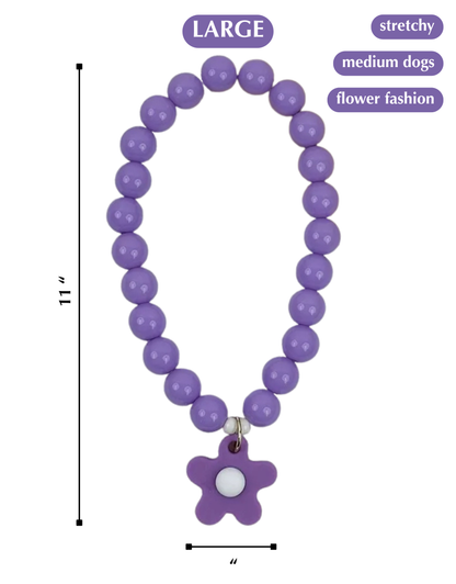 FLOWER POWER DOG NECKLACE-PURPLE