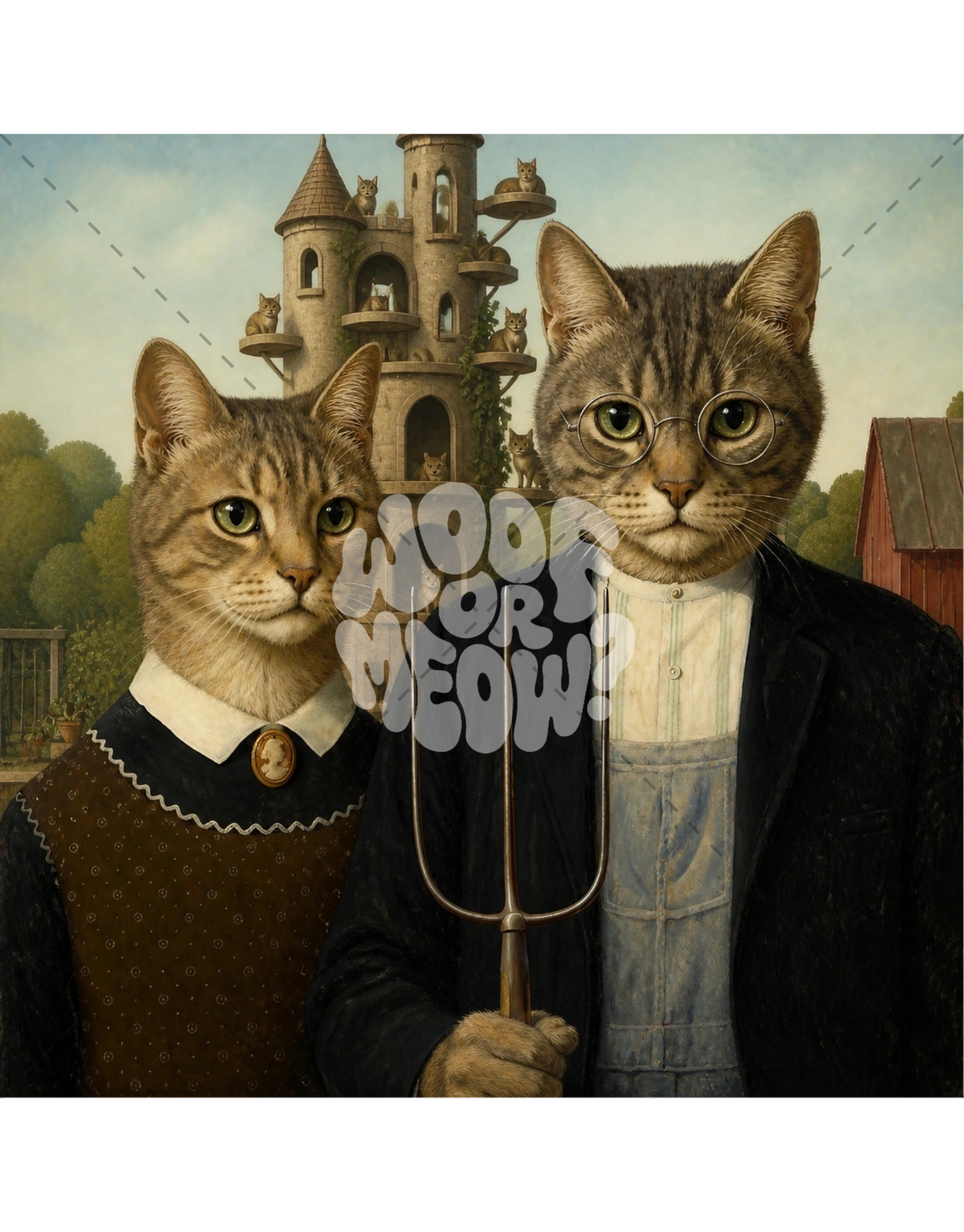 AMERICAN GOTHIC FELINES-STICKER