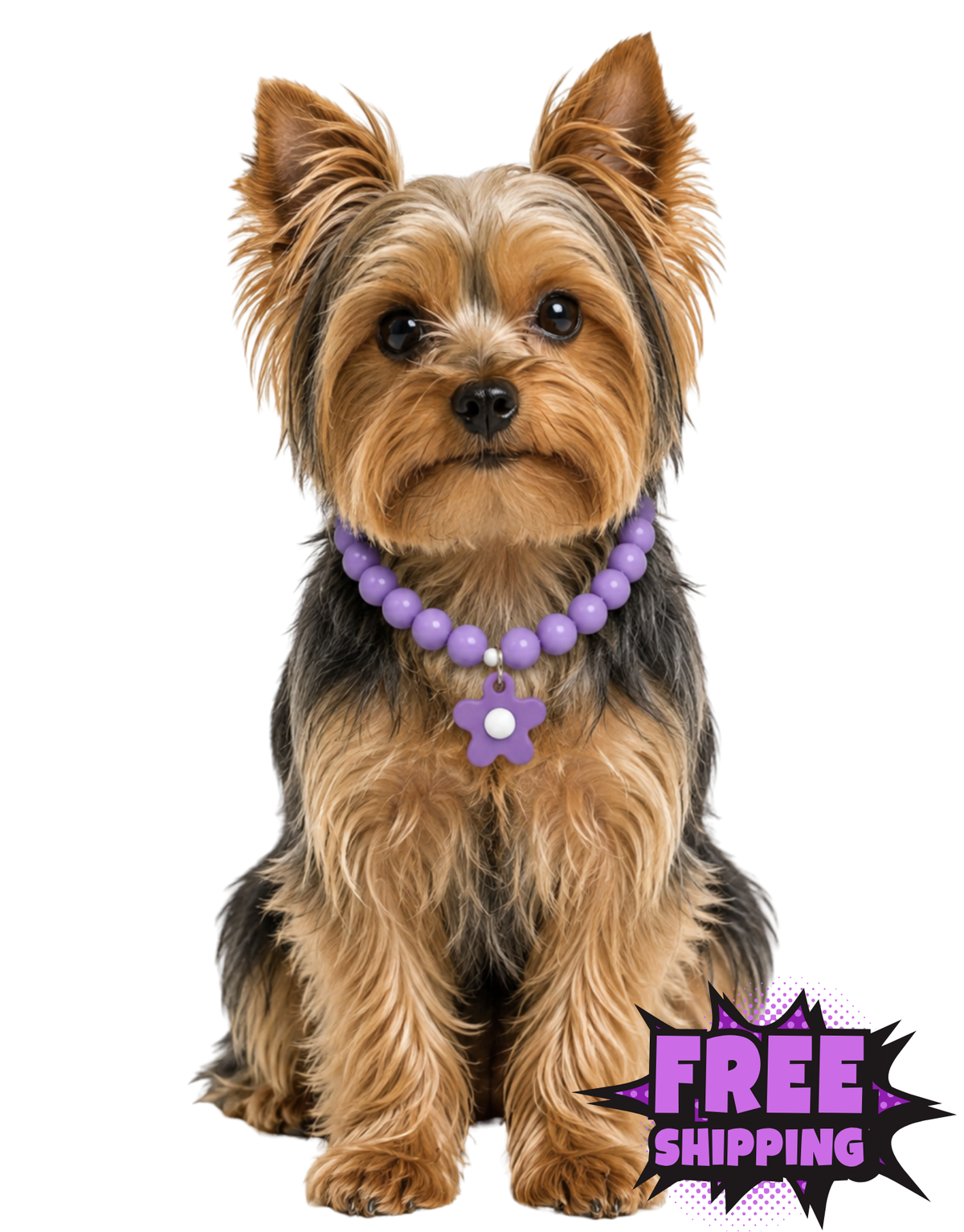 FLOWER POWER DOG NECKLACE-PURPLE