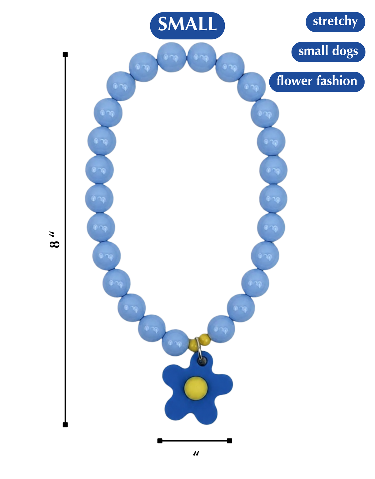 FLOWER POWER DOG NECKLACE-BLUE