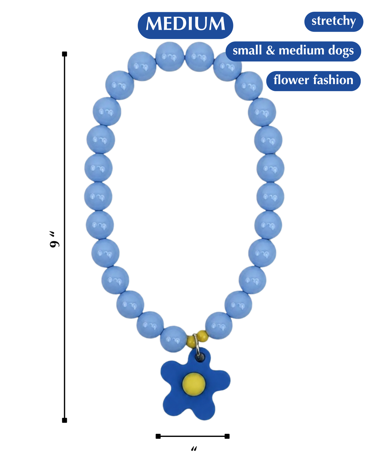 FLOWER POWER DOG NECKLACE-BLUE