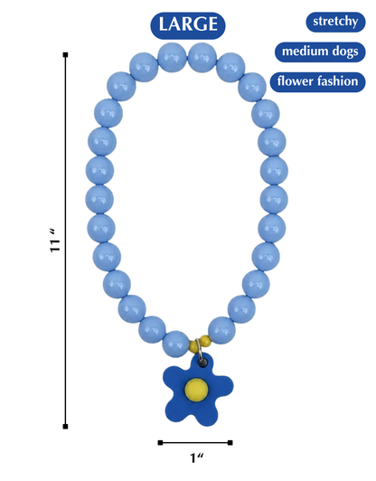 FLOWER POWER DOG NECKLACE-BLUE