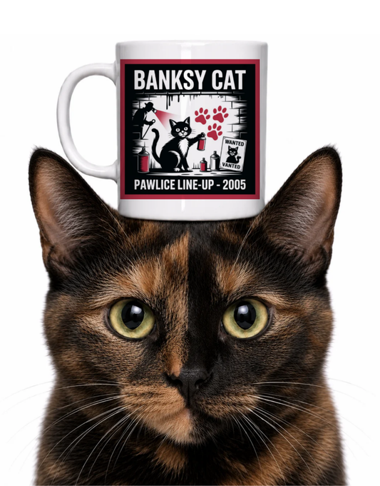 BANKSY CAT COFFEE MUG