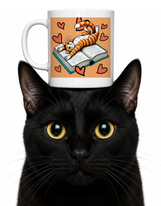 I LOVE CATS AND BOOKS COFFEE MUGS