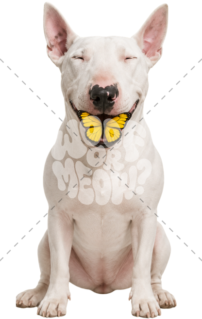 BULL TERRIER YELLOW BUTTERFLY KISSES-RINGER T-SHIRT