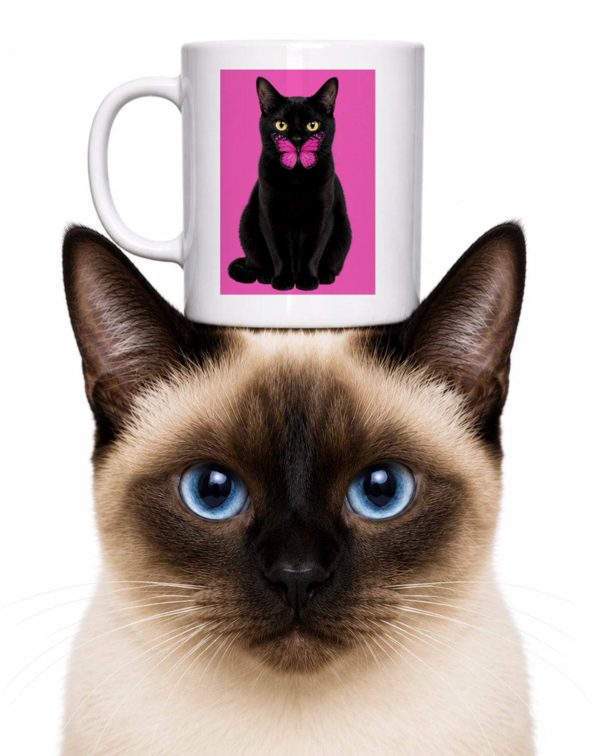 BUTTERFLY BLACK CAT COFFEE MUG