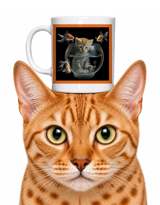 KITTY IN FISHBOWL COFFEE MUG