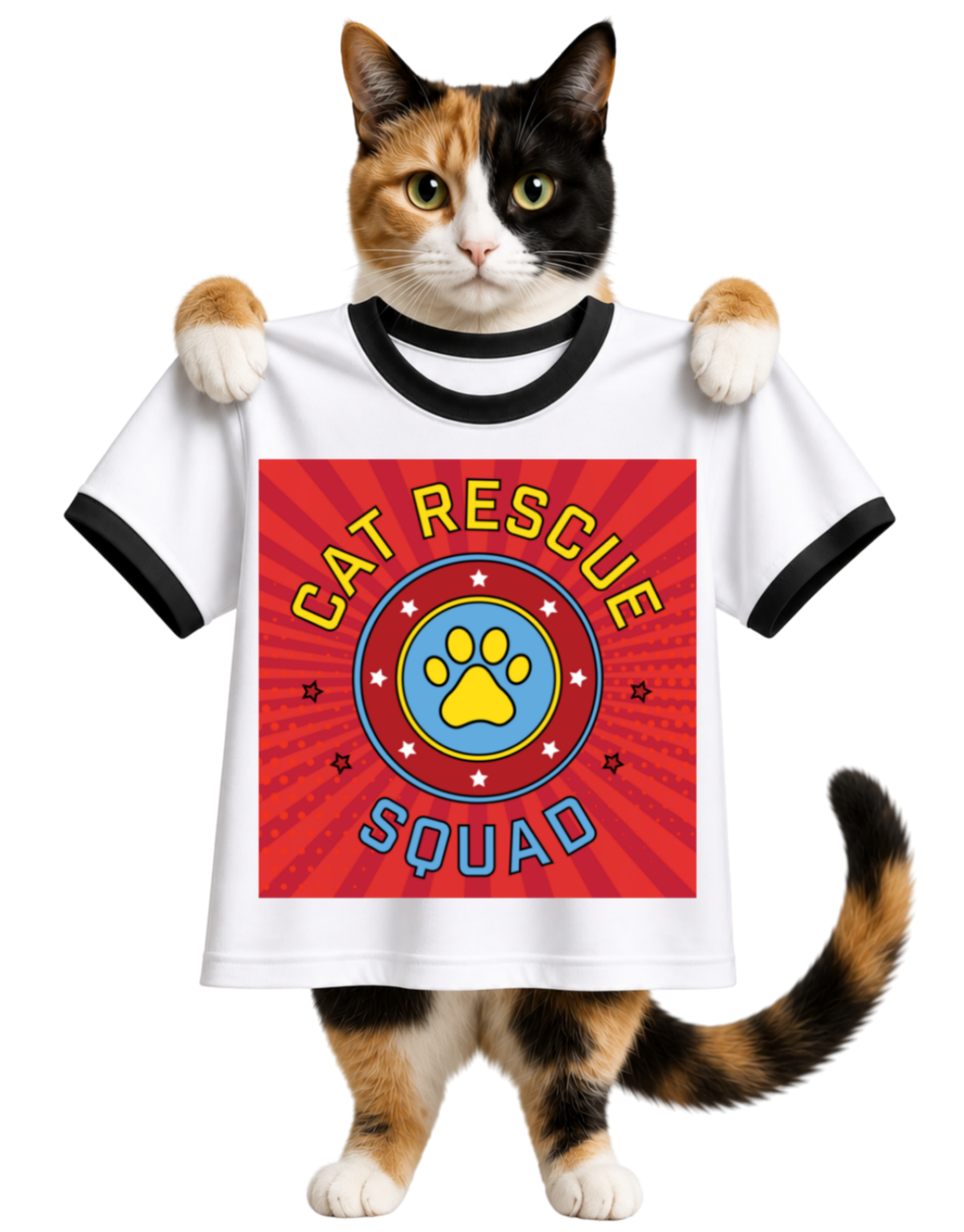 CAT RESCUE SQUAD-RINGER T-SHIRT