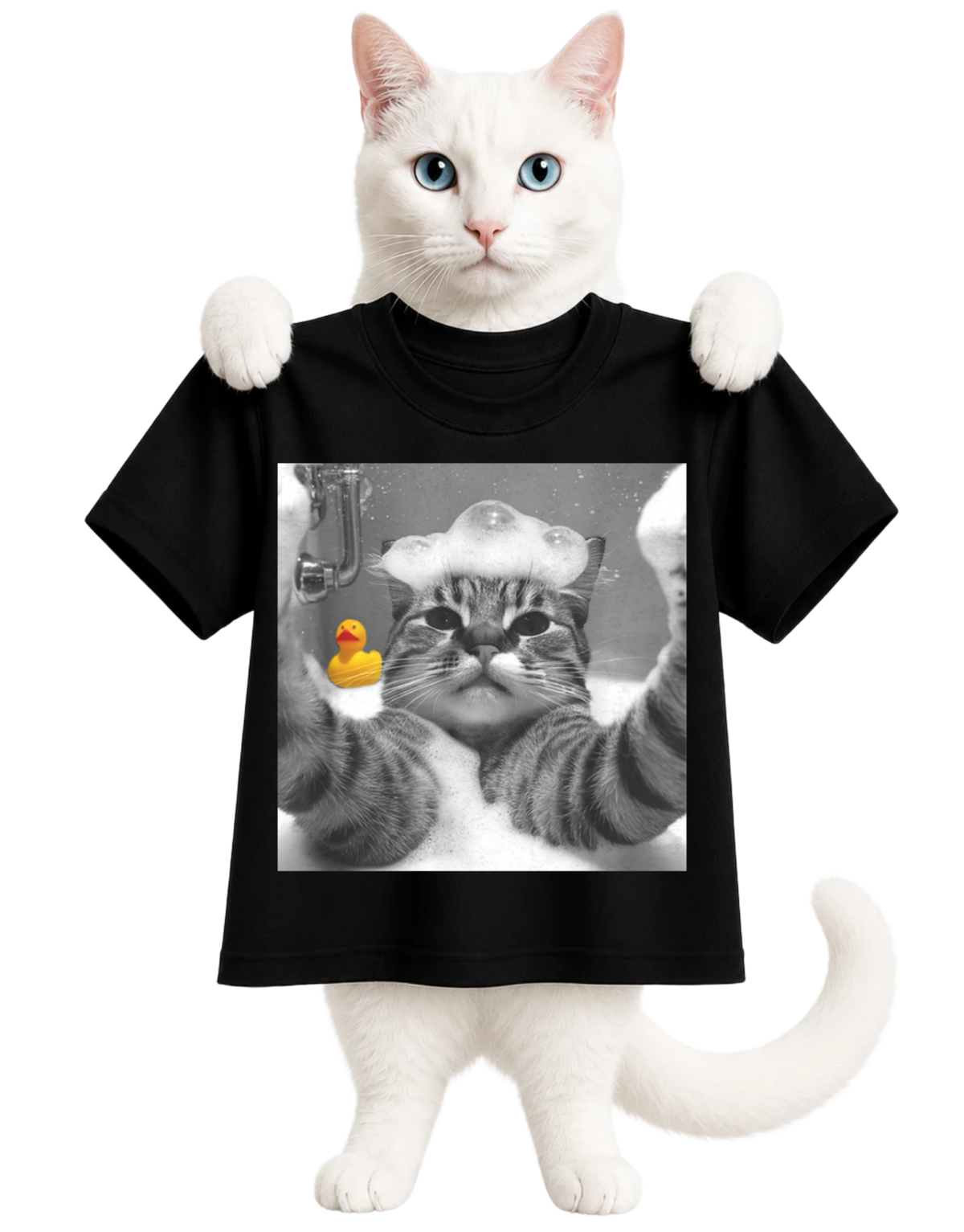 CAT TAKING SELFIE IN BATHTUB-WOMENS T-SHIRT