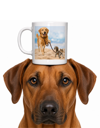 WHAT? I'M WALKING MY SQUIRREL-COFFEE MUG