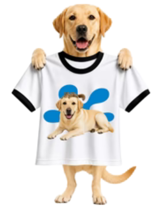 YELLOW LAB AND SQUIRREL-RINGER T-SHIRT