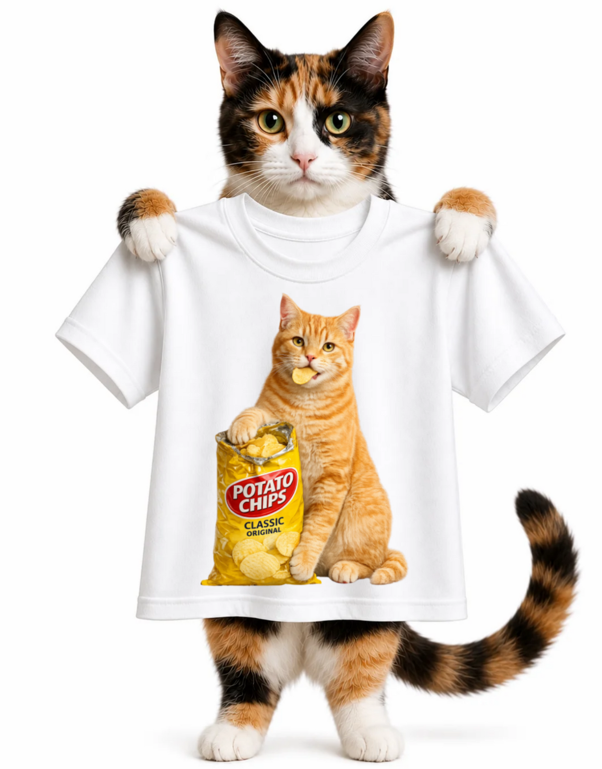 POTATO CHIP SNACK CAT-UNISEX T-SHIRT