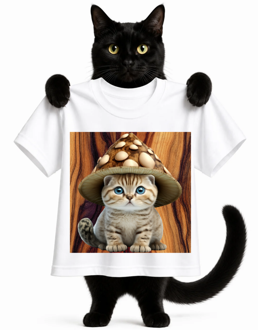 MUSHROOM HAT CAT-UNISEX T-SHIRT