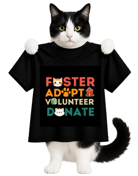 FOSTER-ADOPT-VOLUNTEER-DONATE CAT-WOMENS T-SHIRT