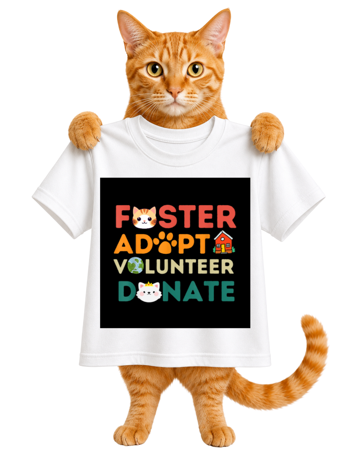 FOSTER-ADOPT-VOLUNTEER-DONATE CAT-UNISEX T-SHIRT