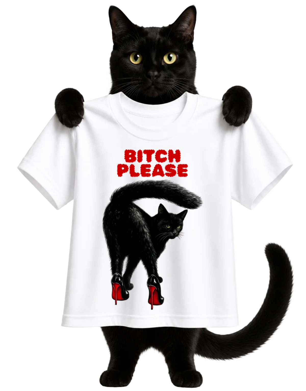 BITCH PLEASE-BLACK CAT ATTITUDE-WOMENS T-SHIRT