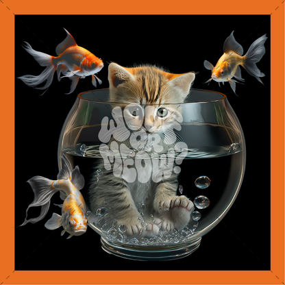 KITTY IN A GOLDFISH BOWL-UNISEX T-SHIRT