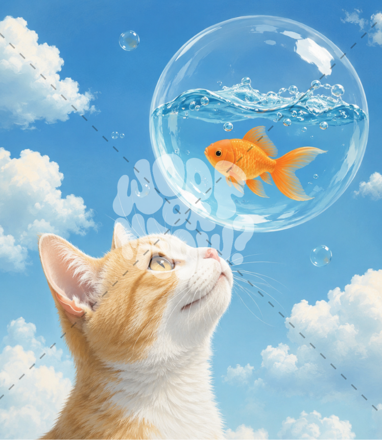 CAT DREAMING OF GOLDFISH COFFEE MUG
