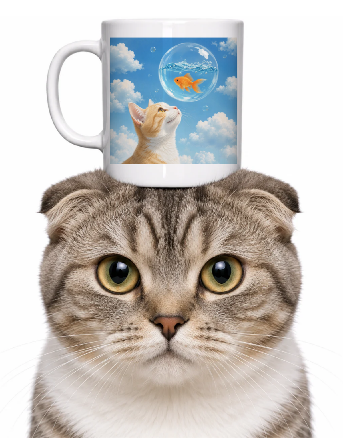 CAT DREAMING OF GOLDFISH COFFEE MUG