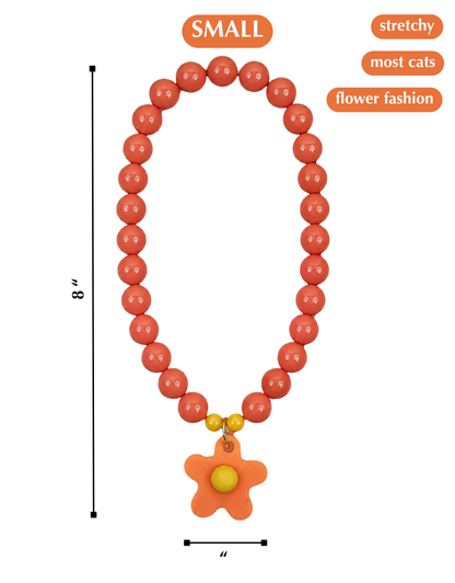 FLOWER POWER CAT NECKLACE-ORANGE