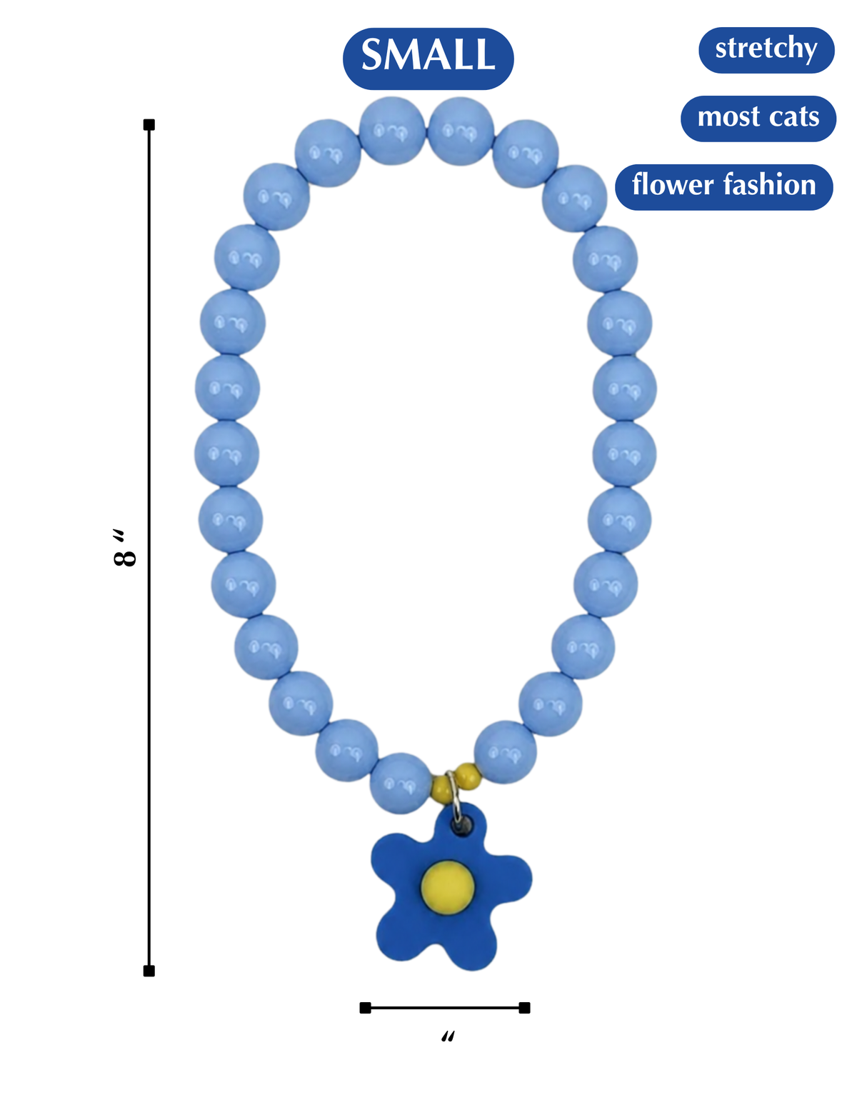 FLOWER POWER CAT NECKLACE-BLUE